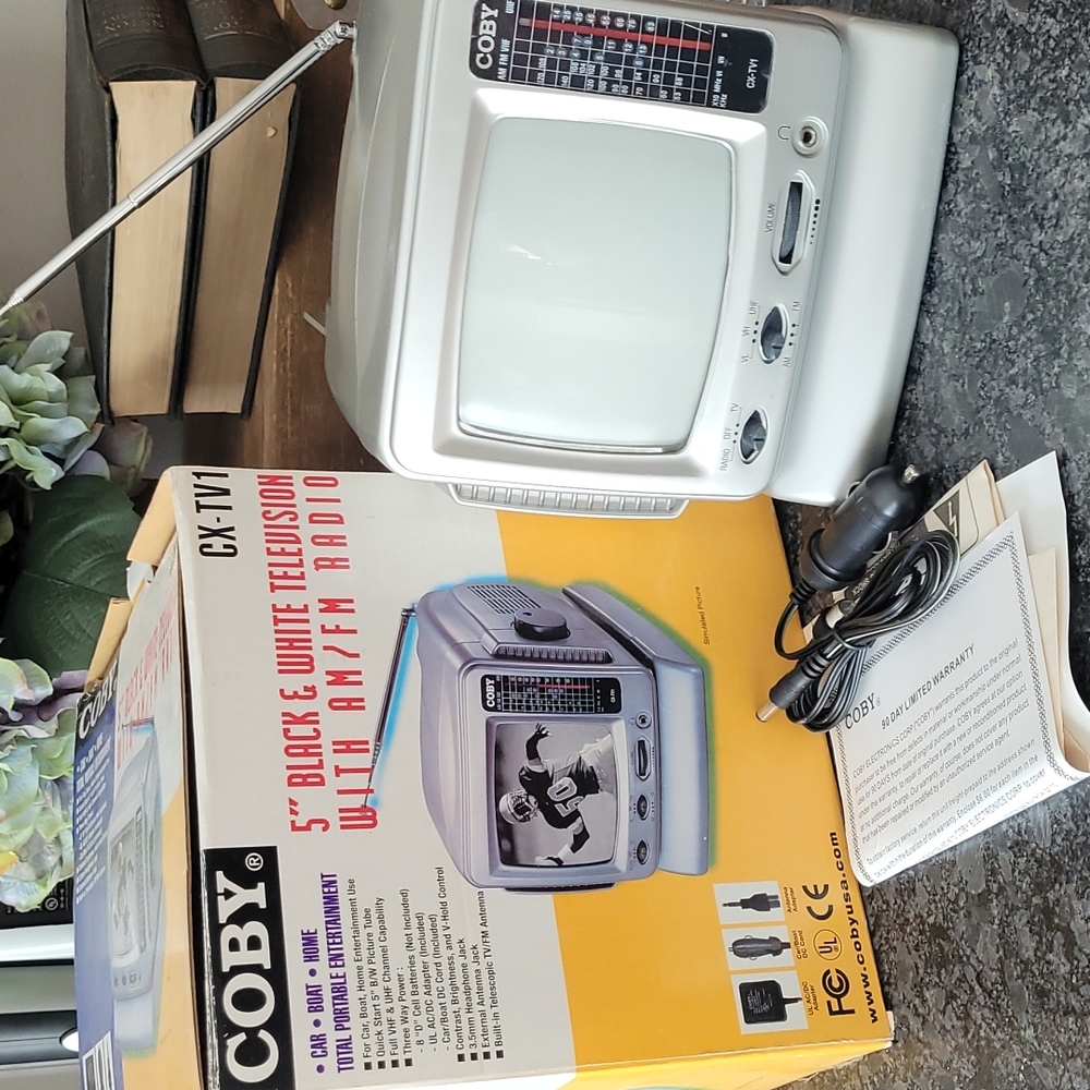Vintage Coby 5" Black & White TV with AM/FM Radio